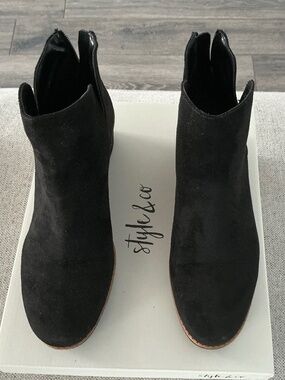 Black suede wedge boots size 8.5